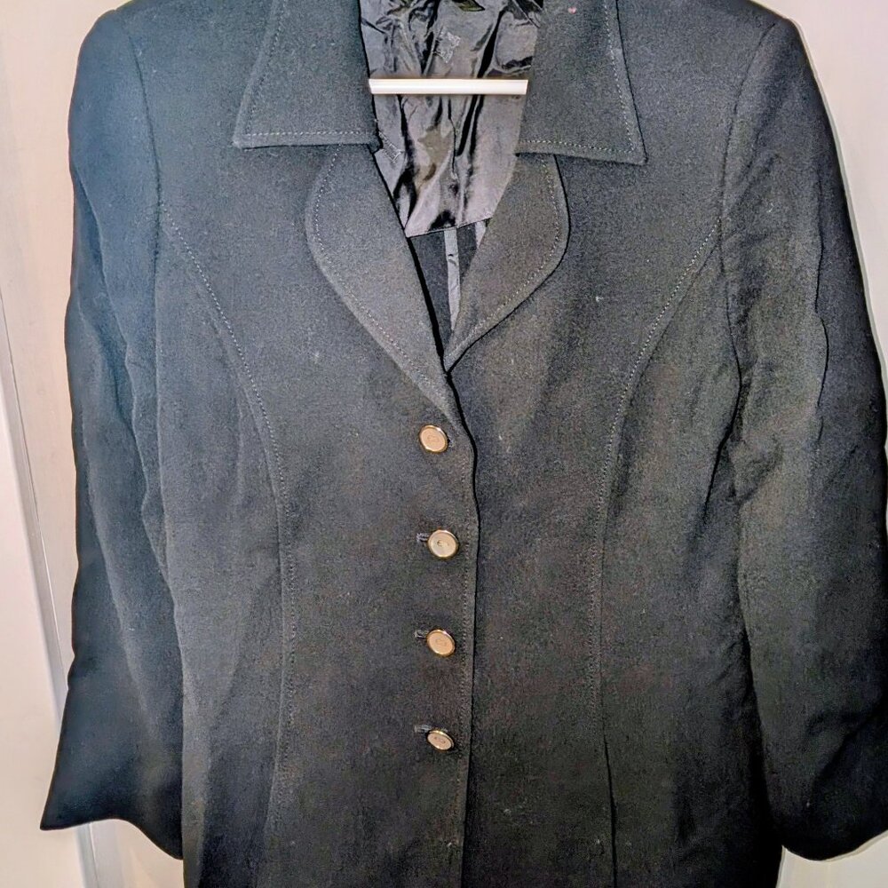Escada Tailored Black Blazer with Gold Buttons